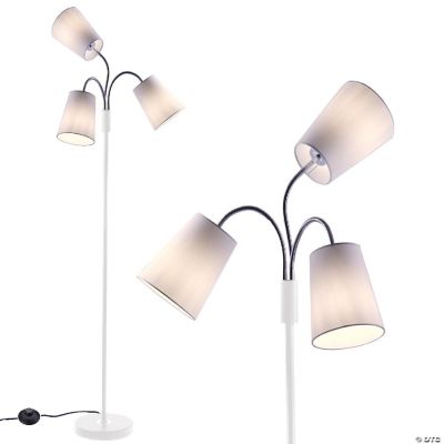 Light Accents Adjustable Multi Head Floor Lamp with 3 White Fabric
