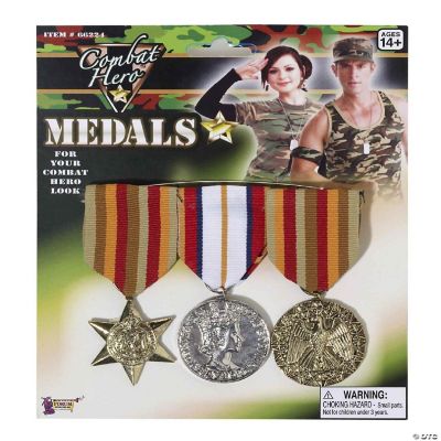3x Army Soldier Medals - Combat Party Costume Halloween Fancy Dress Replica