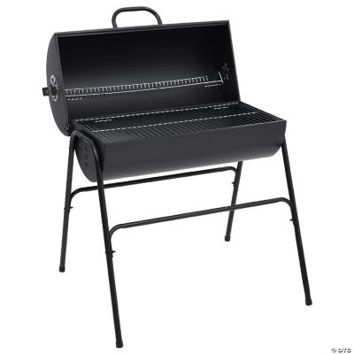 vidaXL Barrel Grill with 2 Cooking Grids Black 31.5"x37.4"x35.4" Steel