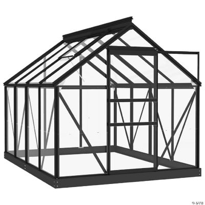 vidaXL Glass Greenhouse Anthracite 61"x78.9"x75.2" Aluminum Oriental