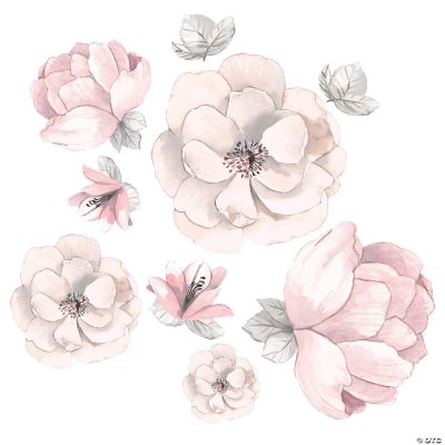 Lambs & Ivy Signature Botanical Baby Pink/Gray Watercolor Floral Wall