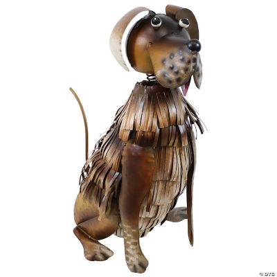 Sunnydaze Sitting Dog Rustic Metal Outdoor Yard Art Garden Statue 14.