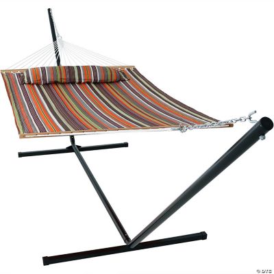 Sunnydaze 2Person HeavyDuty Quilted Hammock with Steel Stand 400 lb