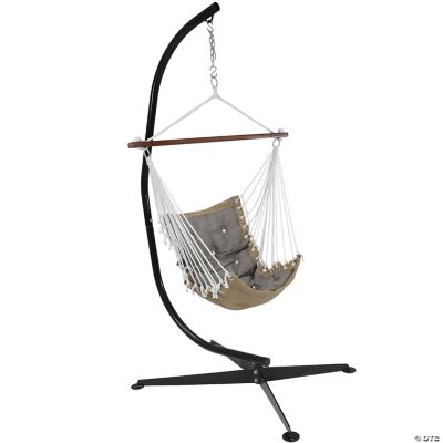 Sunnydaze Outdoor 1Person Single Tufted Victorian Polyester Hammock Hanging Chair with Spreader