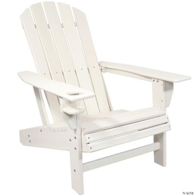 Sunnydaze Outdoor Lake Style Adirondack Chair with Cup Holder White