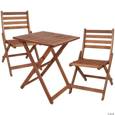 Sunnydaze 3Piece Meranti Wood with Teak Oil Finish Square Folding