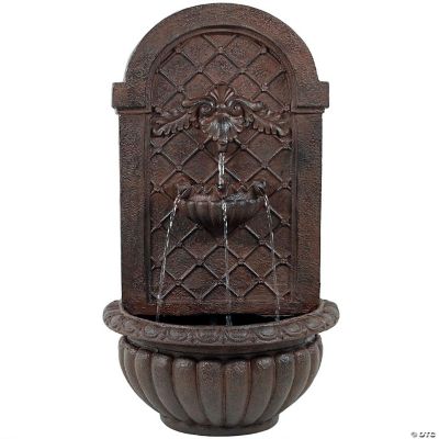 Sunnydaze 28"H SolarPowered Polystone Outdoor WallMount Water Fountain, Iron Finish