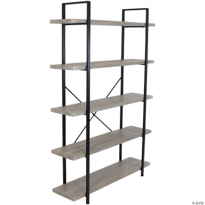 Sunnydaze 5 Shelf Industrial Style Freestanding Etagere Bookshelf with