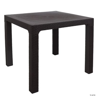 Sunnydaze Indoor/Outdoor Square Rattan Style Plastic Patio Dining Table