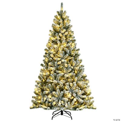 Costway 7ft Prelit Snow Flocked Hinged Christmas Tree w/1116 Tips