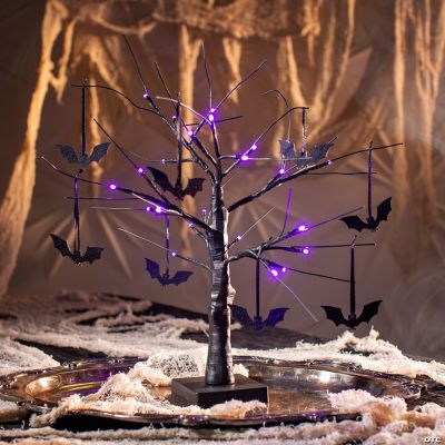LightUp Black Tree Halloween Tabletop Decoration with Bats Oriental