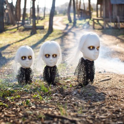 Creepy Doll Head Halloween Light Up Yard Stakes Oriental