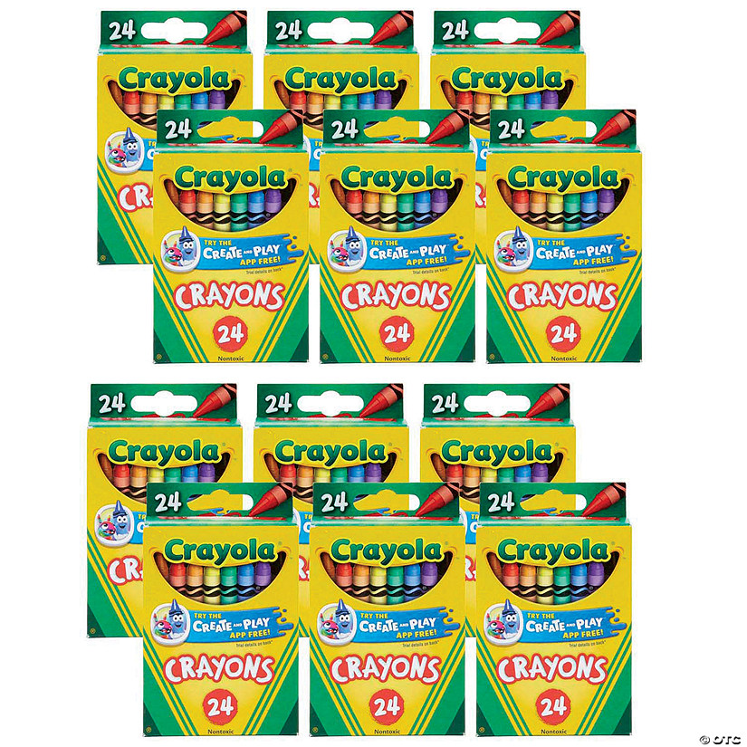 Crayola Crayons, Regular Size, 24 Colors Per Box, 12 Boxes