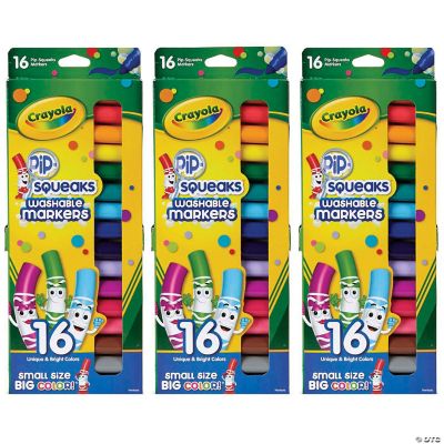 Crayola Pip Squeaks Washable Markers, Conical Tip, 16 Per Box, 3 Boxes |  Oriental Trading