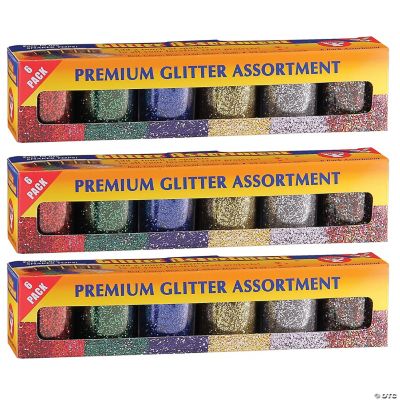 Hygloss Premium Glitter Assortment, 6 Colors Per Pack, 3 Packs