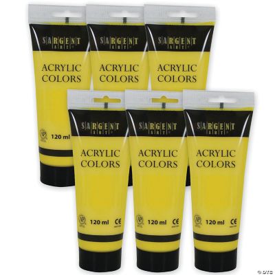 Sargent Art Acrylic Paint Tube, 120 ml, Yellow/Primary Yellow, Pack of 6