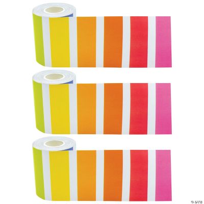 Teacher Created Resources Colorful Stripes Straight Rolled Border Trim, 50  Feet Per Roll, Pack of 3 | Oriental Trading