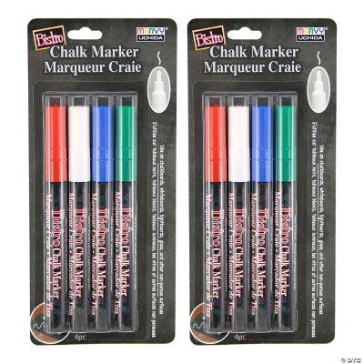 Marvy Uchida Bistro Chalk Markers, Fine Tip, Red, Green, Blue, White, 4 Per  Pack, 2 Packs