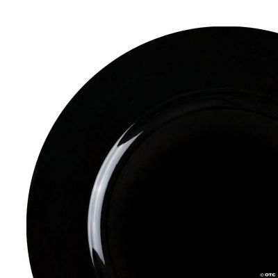 13" Black Round Disposable Plastic Charger Plates (25 Plates
