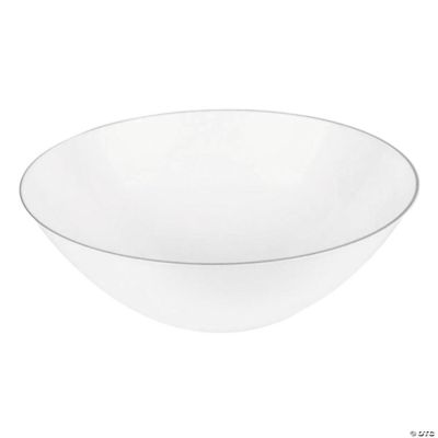 32 oz. White with Silver Rim Organic Round Disposable Plastic Bowls (25 ...