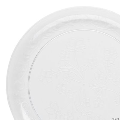 7" Clear Floral Round Disposable Plastic Appetizer/Salad Plates (100