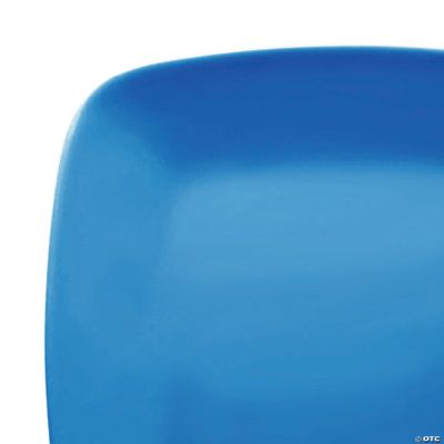 Blue Flat Rounded Square Disposable Plastic Buffet Plates