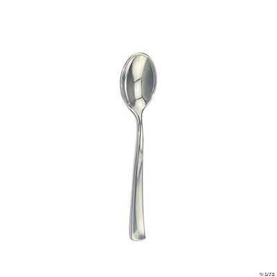 Shiny Metallic Silver Plastic Mini Dessert Spoons (600 Spoons)