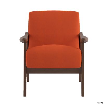 Lazzara Home Lonita Orange Velvet Upholstered Solid Wood Walnut Finish