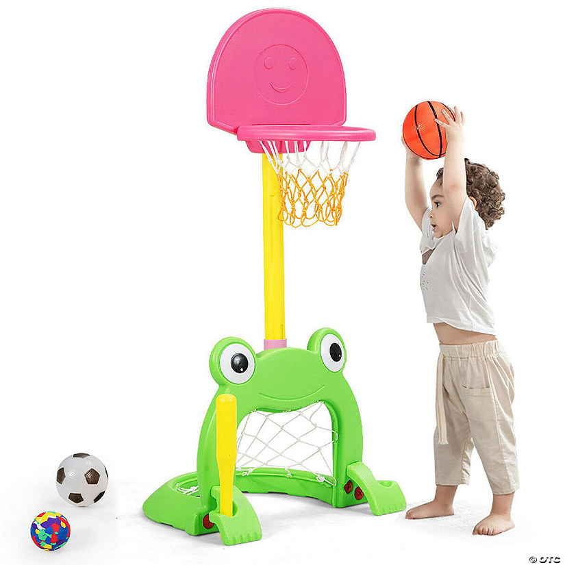 Costway 3-in-1 Kids Basketball Hoop Set Adjustable Sports Activity ...