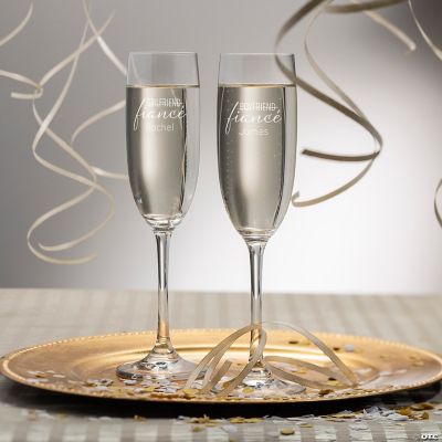 8 oz. Personalized Wedding Two Hearts Reusable Glass Champagne Flute Set -  2 Ct.