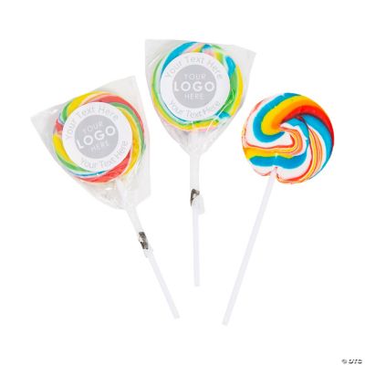 Custom Full-Color Logo & Text Swirl Lollipops - 24 Pc. | Oriental Trading