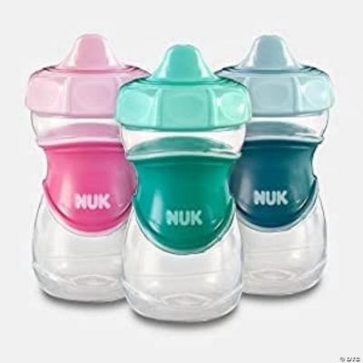 NUK Everlast Hard Spout Sippy Cup, Blue/Green/Pink, 10oz, 3 Pack