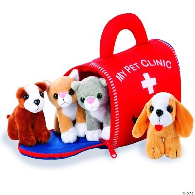 Plush Pet Clinic Animal Sound Toys with Carrier 2 Barking Dogs and 2