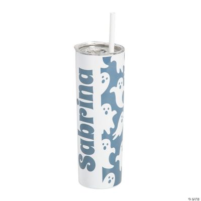20 oz. White Reusable Stainless Steel Tumbler with Lid & Straw