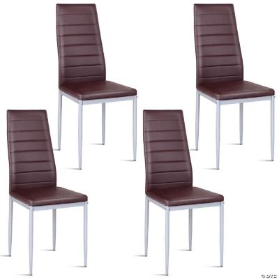 Costway Set of 4 PU Leather Dining Side Chairs Elegant Design Home