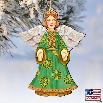 Designocracy Celtic Angel Christmas Wooden Ornaments Set of 2 Celtic