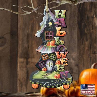 Designocracy Hello Halloween Boots Wooden Ornament by J. Mills