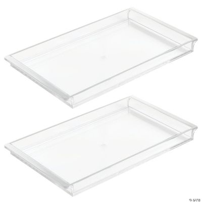 mDesign Plastic Bathroom Counter Tray and Organizer 2 Pack Clear/Satin