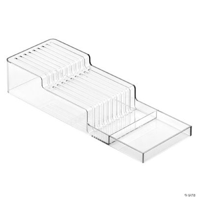 mDesign Wide 2-Tier Plastic In-Drawer Knife Block - Storage and Organizer  for Knives - Holds Up To 18 Knives - For Kitchen Drawers - Clear