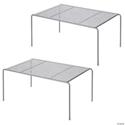 mDesign Small Raised Metal Storage Shelf for Kitchen Pantry, 2 Pack ...