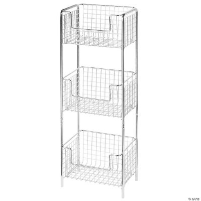 mDesign Steel Freestanding 3Tier Storage Organizer Tower with Baskets