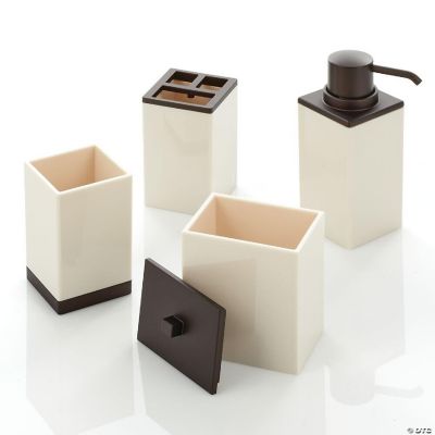 mDesign Plastic Bathroom Countertop Organizers Set of 4 Cream/Bronze