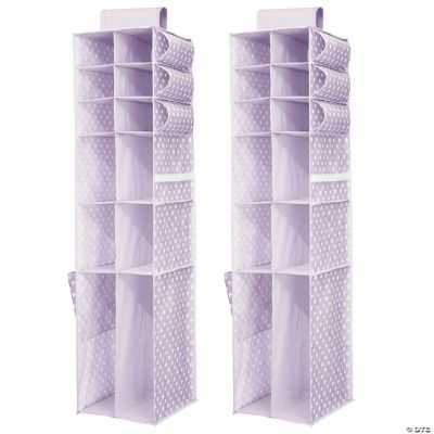 mDesign Kids Fabric Over Closet Rod Hanging Organizer 2 Pack Purple