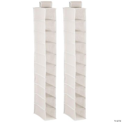 mDesign Kids Over Closet Rod Hanging Storage, 10Shelf, 2 Pack, Cream/White