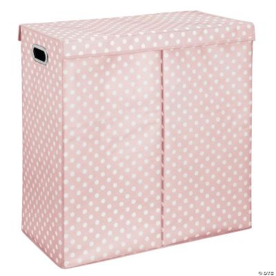 mDesign XLarge Double Hamper with Lid/Handles for Nursery, Pink/White