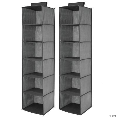 mDesign Fabric Over Closet Rod Hanging Organizer, 6 Shelves, 2 Pack