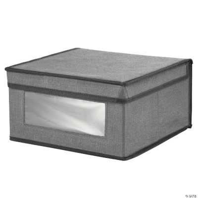 mDesign Medium Fabric Stacking Closet Storage Box, Window, 6 Pack, Gray
