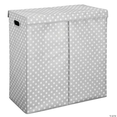 mDesign XLarge Double Hamper with Lid/Handles for Nursery, Gray/White