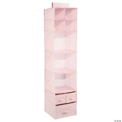 mDesign Fabric Nursery Hanging Organizer 7 Shelves/3 Drawers Pink