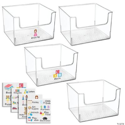 mDesign Deep Plastic Home Storage Organizer Toy Bin 4 Bins + 24
